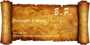 Balogh Panna névjegykártya